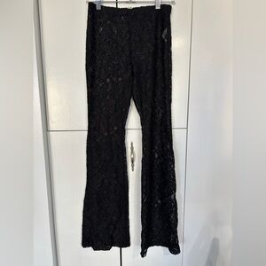 Peppermayo Black Lace Flared Pants